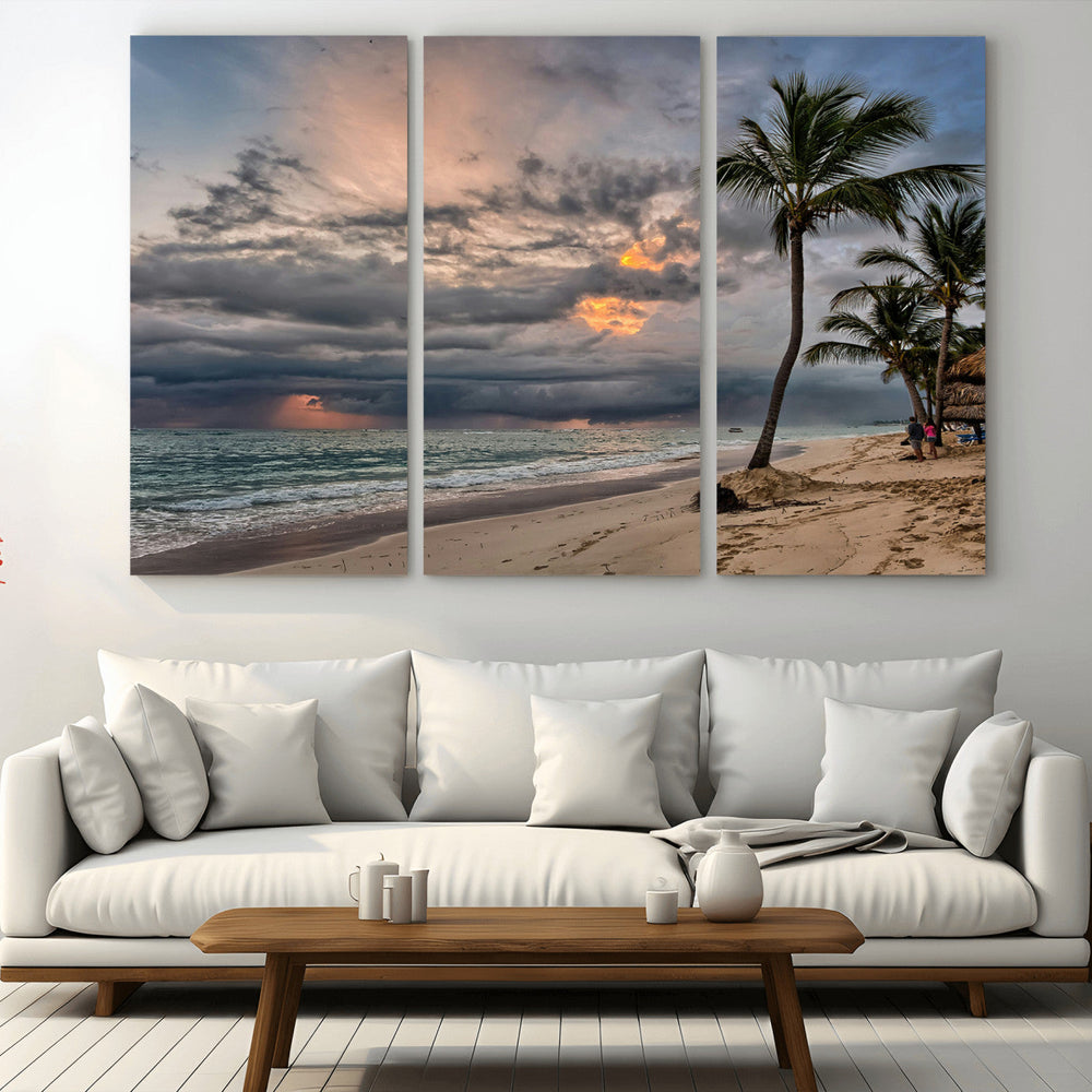 Tropical Storm Wall Art Canvas Print – Framed Moody Beach