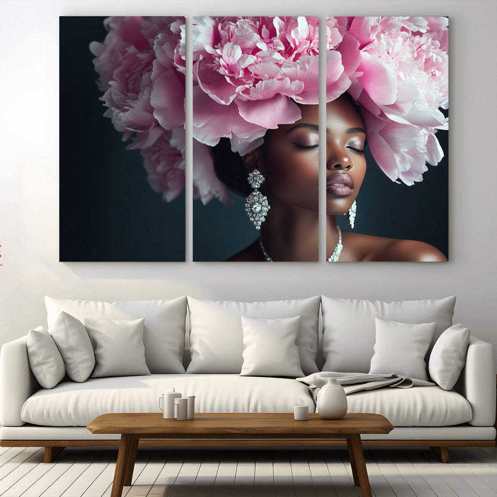 Black Beauty Petal Crown Wall Art Canvas Print – Floral