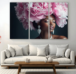 Black Beauty Petal Crown Wall Art Canvas Print – Floral
