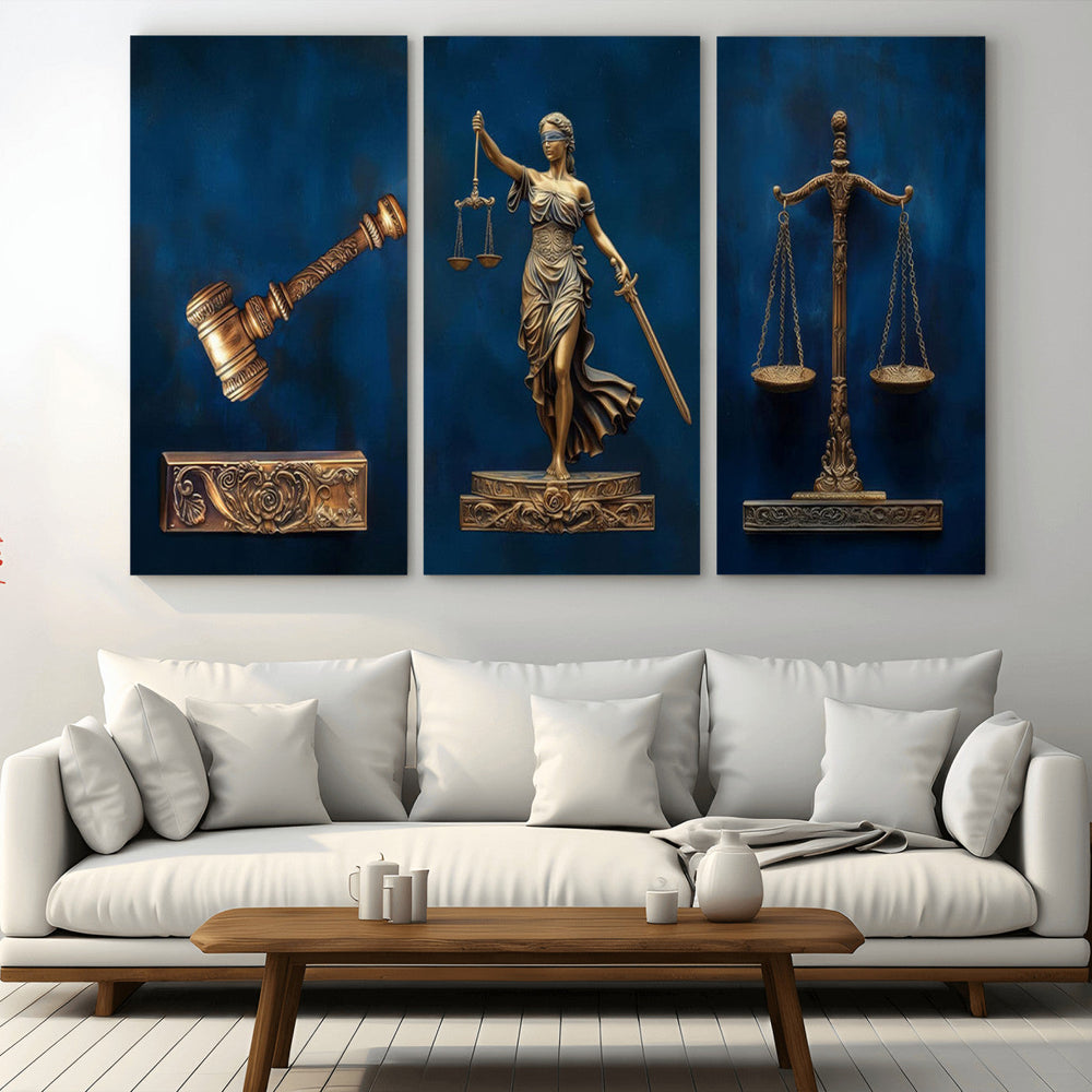 Lady Justice Wall Art Canvas Print – Elegant Gold Legal
