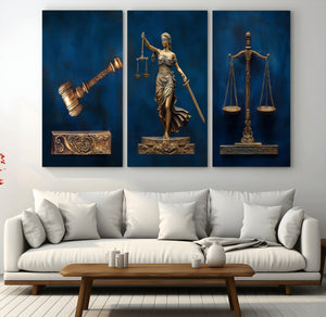 Lady Justice Wall Art Canvas Print – Elegant Gold Legal
