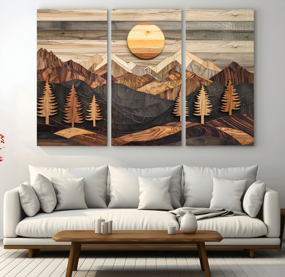 Wood Mountain Wall Art Canvas Print – Layered Forest and