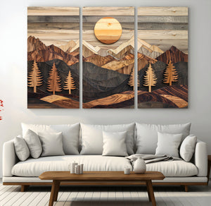 Wood Mountain Wall Art Canvas Print – Layered Forest and