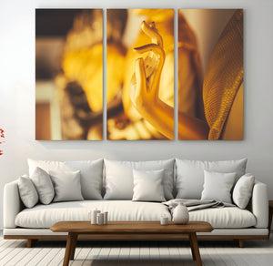 Gold Buddha Statue Hands Wall Art Canvas Print