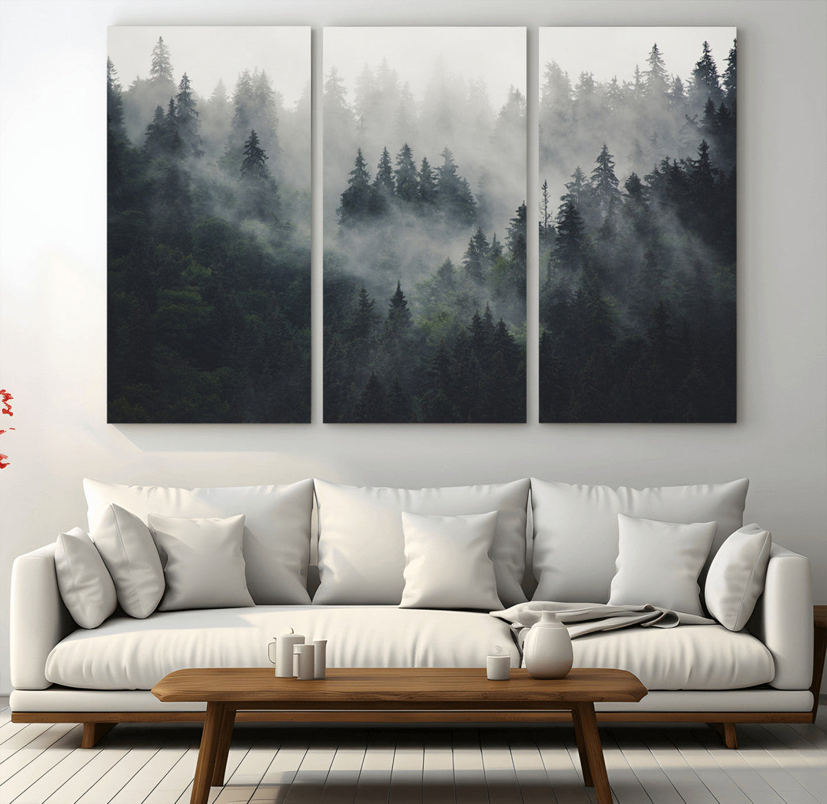 Nature Wall Decor - Serene Triptych Nature Print – Woodland