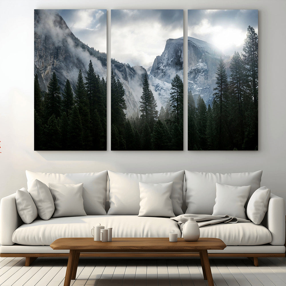 Yosemite National Park El Capitan Foggy Mountain Wall Art |