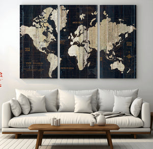 Antique Old World Map Wall Art Canvas Print