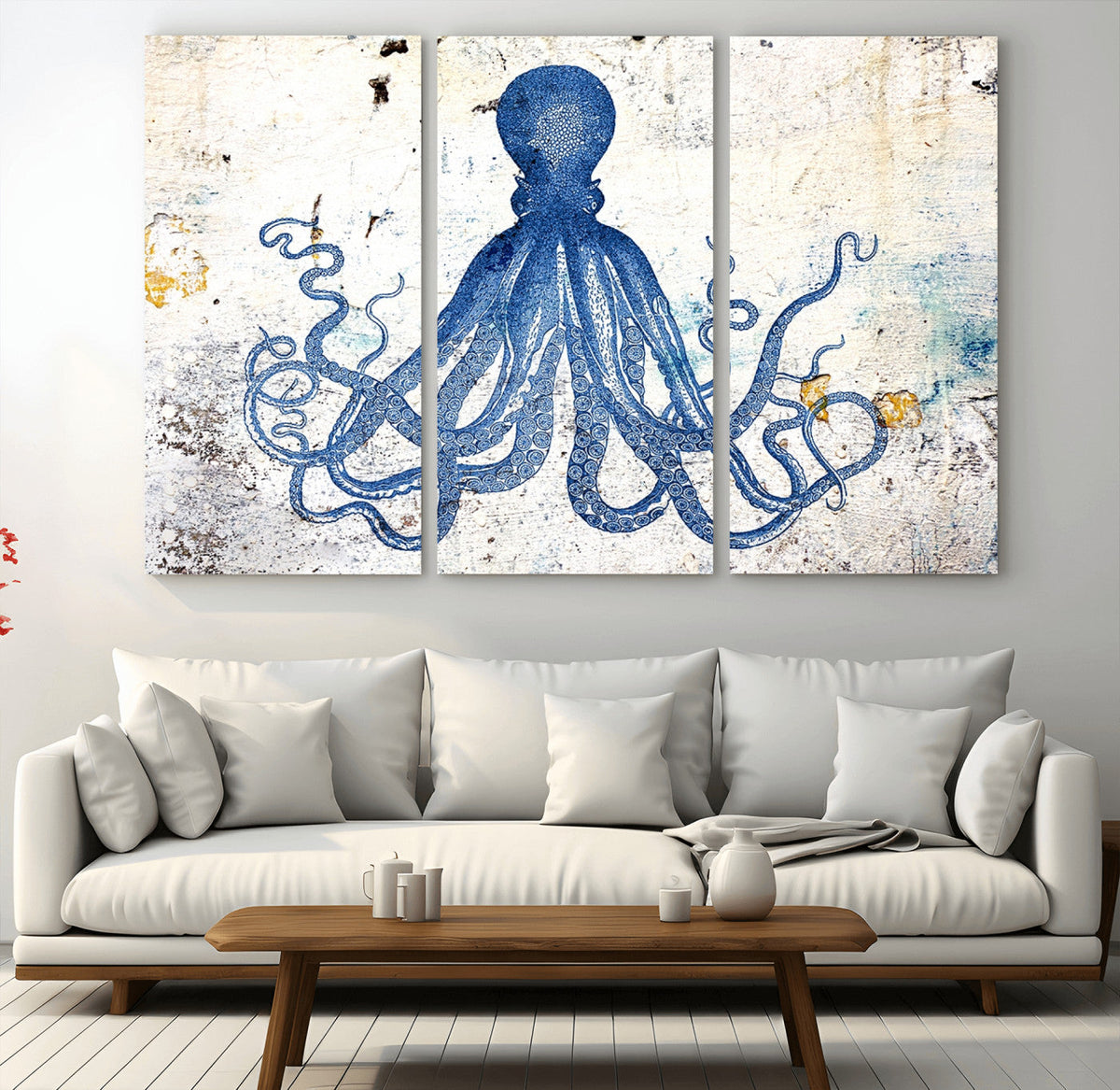 Octopus Canvas Wall Art | Coastal Marine Life Artwork for