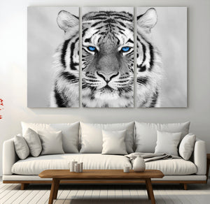 Black and White Tiger Wall Art Animal Canvas Print