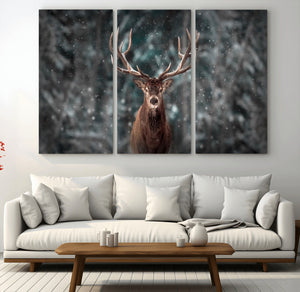 Wall Art Deer Art Animal Canvas, Framed Wall Art Deer Canvas
