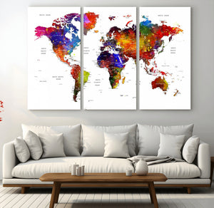 World Map Canvas Print – Detailed Map of the World Wall Art