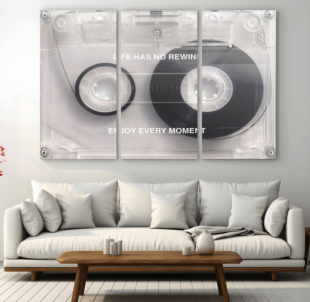 Vintage Cassette Tape Canvas Wall Art - Inspirational 'Life