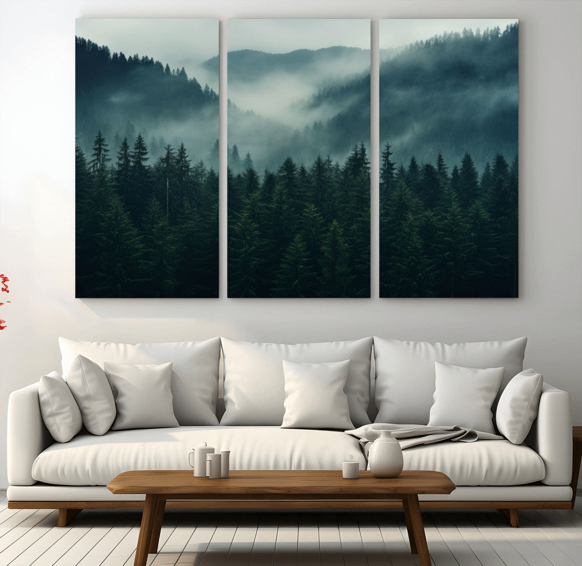 Captivating Misty Forest Wall Art Premium Canvas Print,