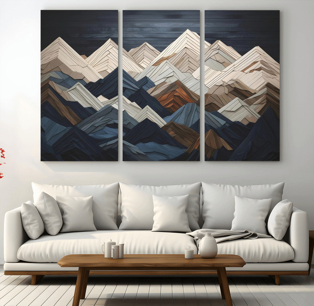Mountain Wall Art – Modern Geometric Landscape Canvas Print,