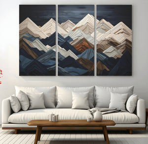 Mountain Wall Art – Modern Geometric Landscape Canvas Print,