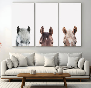 Horse Wall Art - Minimalist Horse Triptych Wall Art – Modern