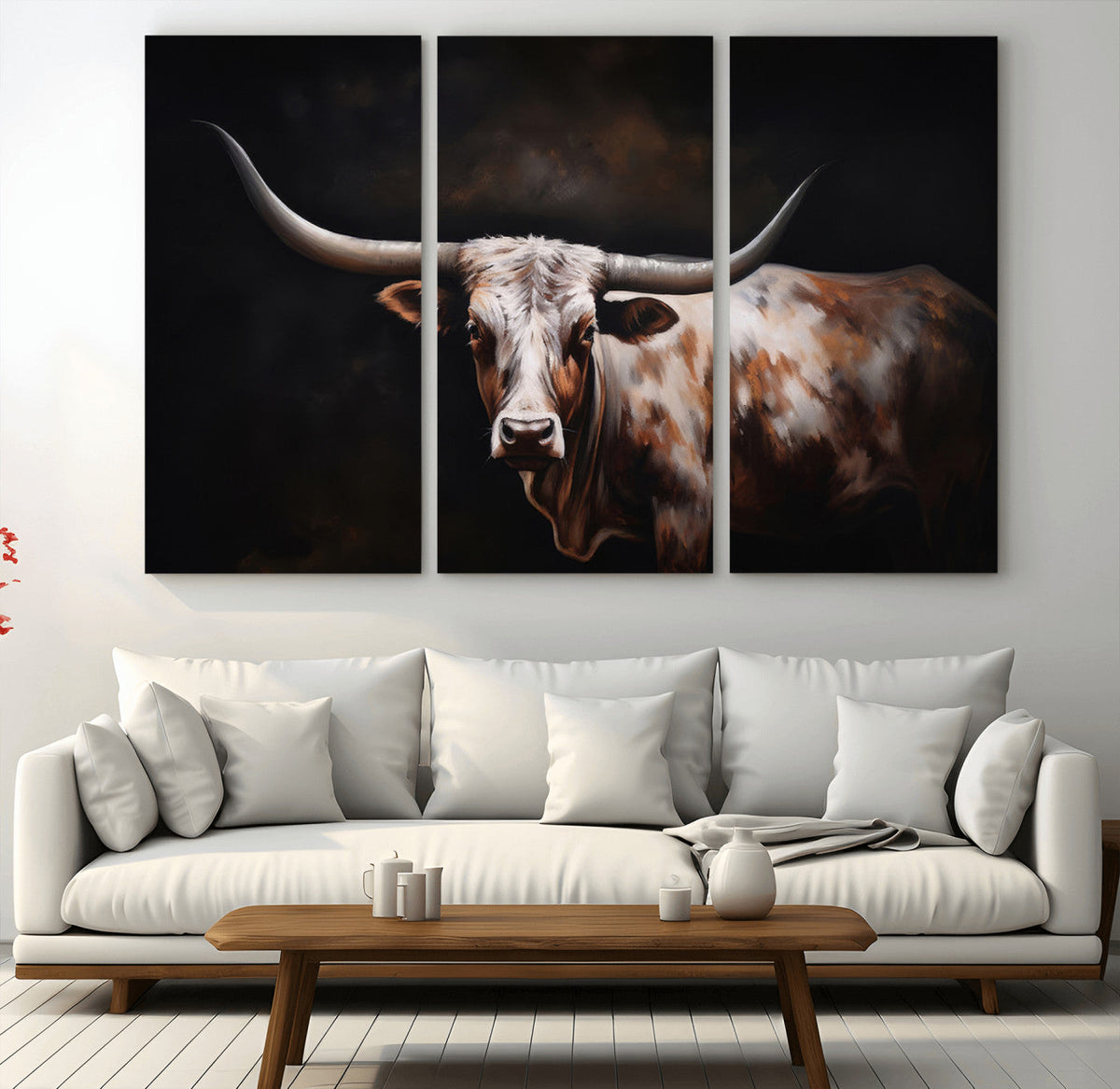 Texas Longhorn Wall Art Canvas Print | Western Ranch Decor |