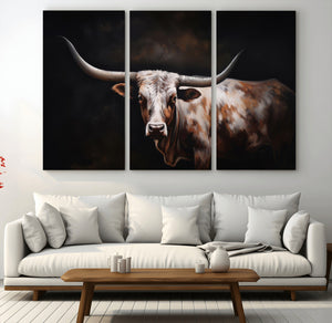 Texas Longhorn Wall Art Canvas Print | Western Ranch Decor |