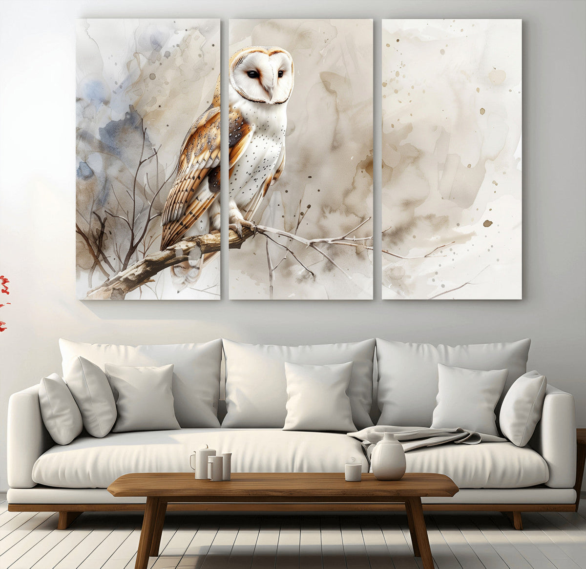 Barn Owl Wall Art | Watercolor Canvas Print | Perfect for