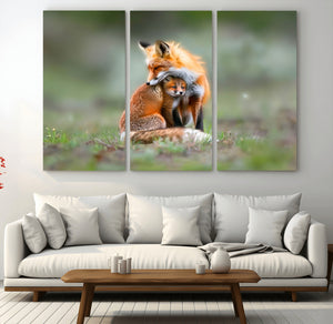Heartwarming Fox and Baby Cub Wall Art | Ready to Hang
