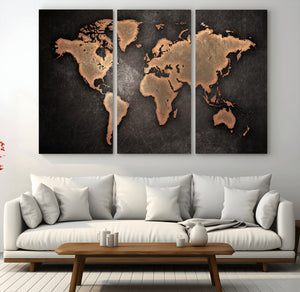 World Map Canvas Print – Framed Travel Map Wall Art for