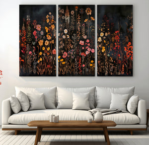 Large Floral Painting Print Illustration Flowers Canvas Wall