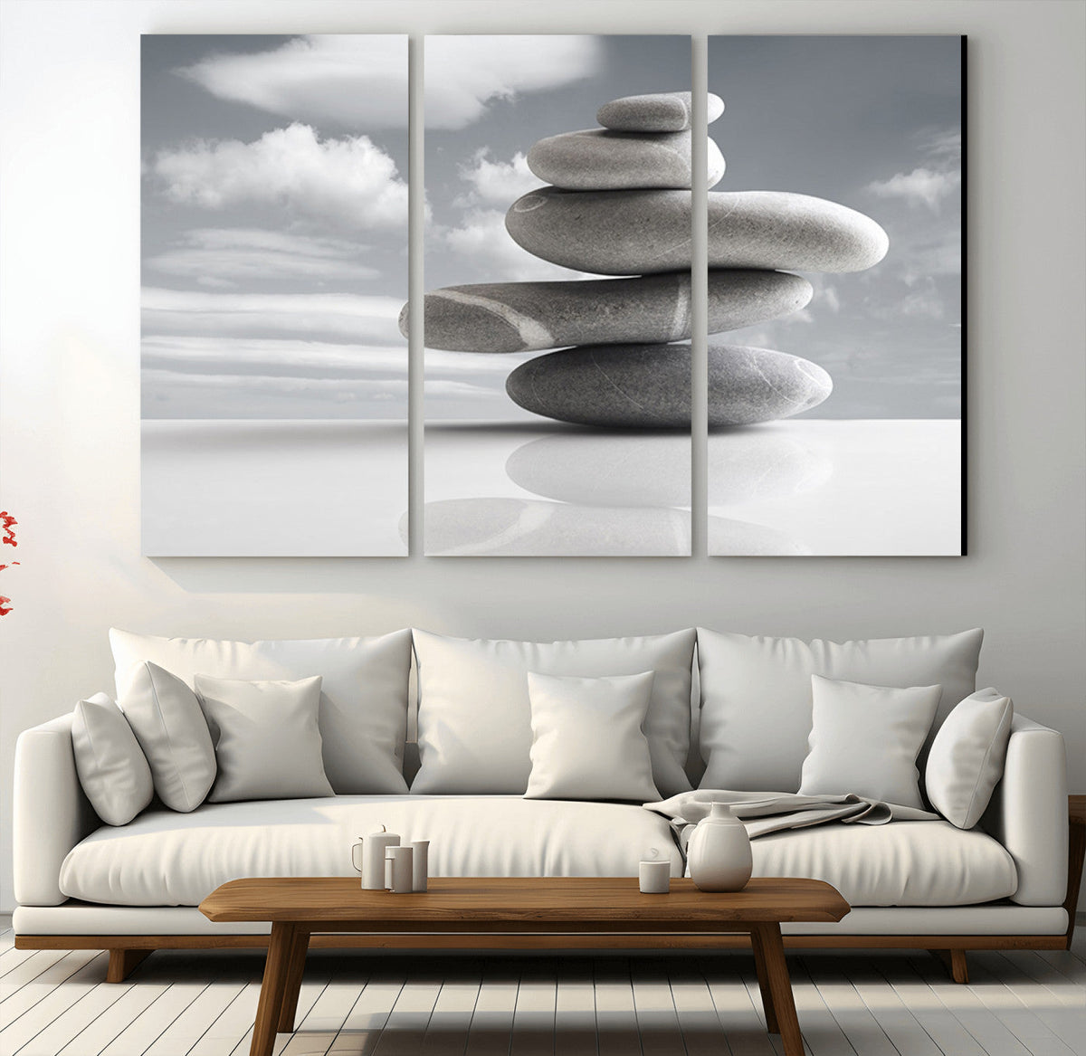 Still Life Black and White Zen Stones Wall Art Canvas,