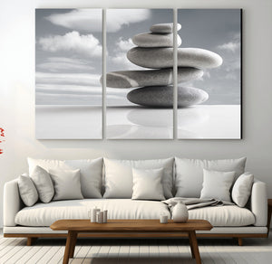 Still Life Black and White Zen Stones Wall Art Canvas,