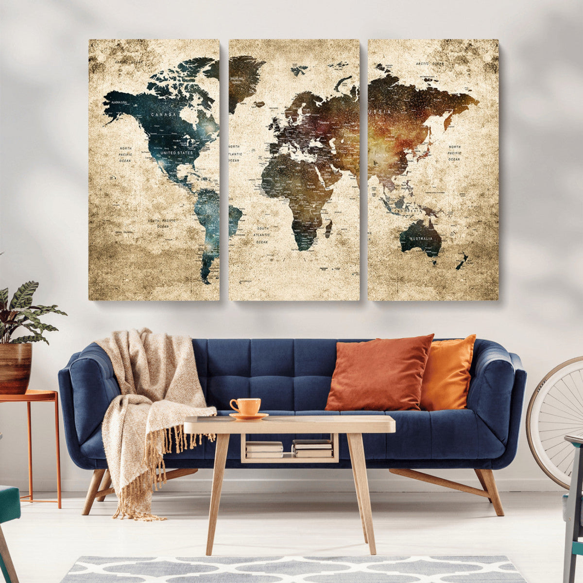 World Map Canvas Print – Detailed Map of the World Wall Art