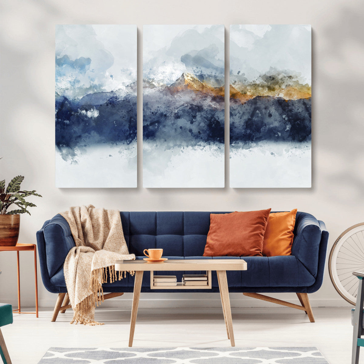 Abstract Mountain Range Art Canvas Print | 3 Panel