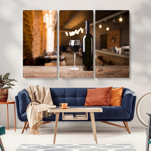 Wine and Bottle Wall Art Canvas Print