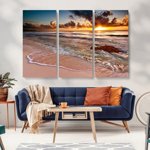 Sunset on Ocean Wall Art Canvas Print