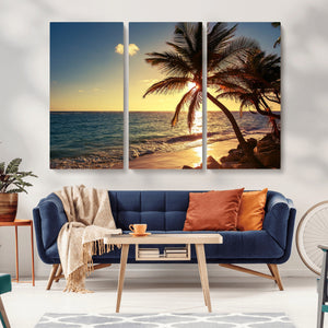 Sunset Palm Trees Wall Art Canvas Print