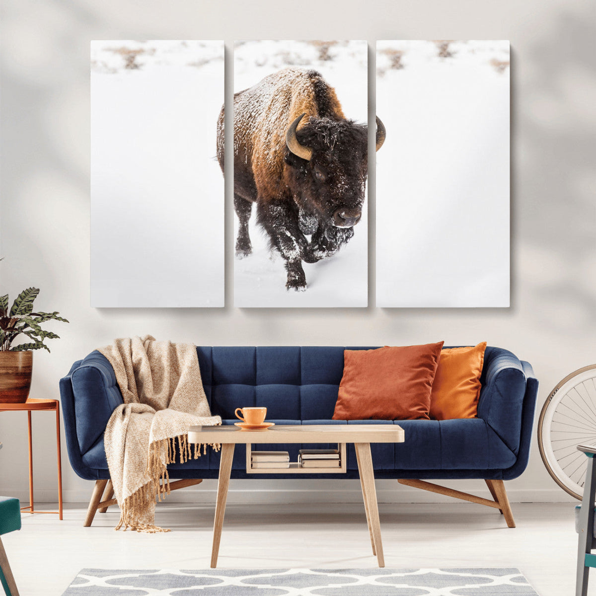 Bison Winter Wall Art Canvas Print For Farmhouse Decor