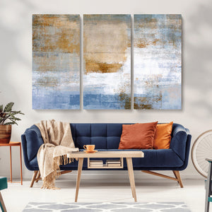 Blue Multi Panel Abstract Wall Art Canvas, Abstract Blue and