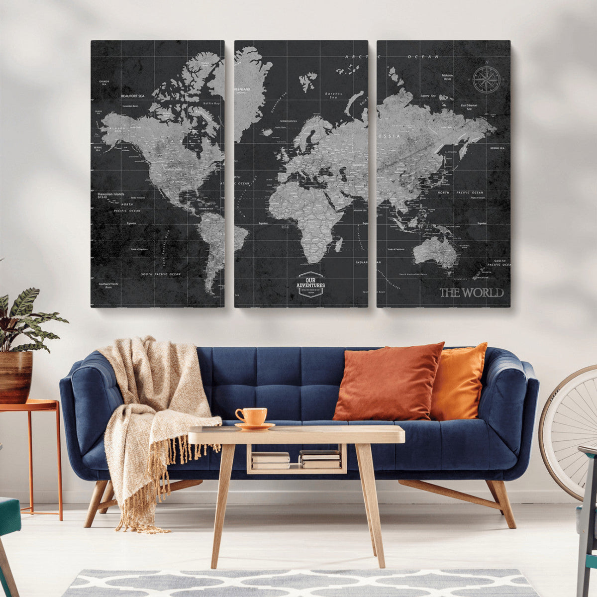 World Map Canvas Print – Detailed Map of the World Wall Art