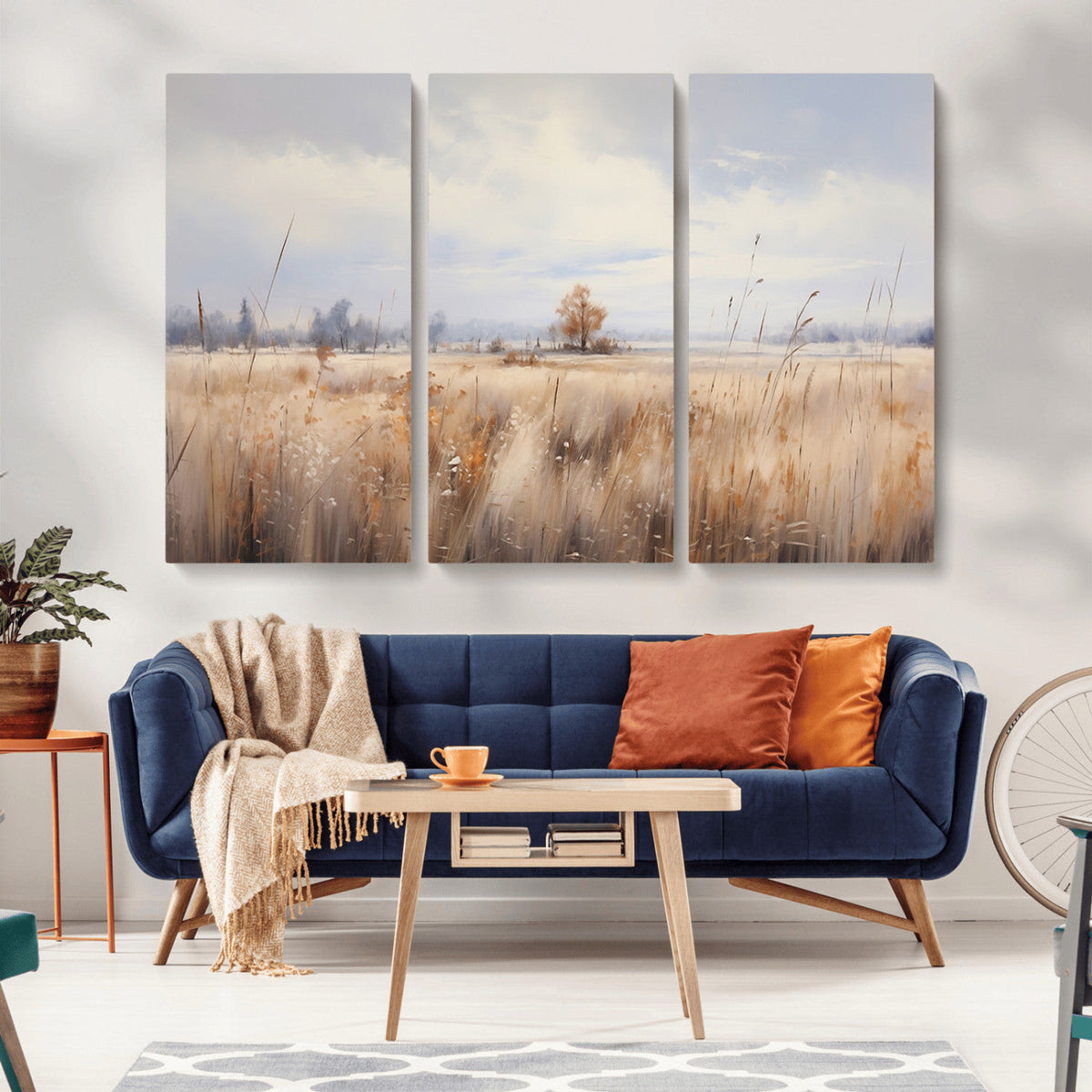 Golden Fields Wall Art Print Canvas – Serene Landscape of