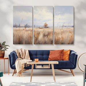 Golden Fields Wall Art Print Canvas – Serene Landscape of