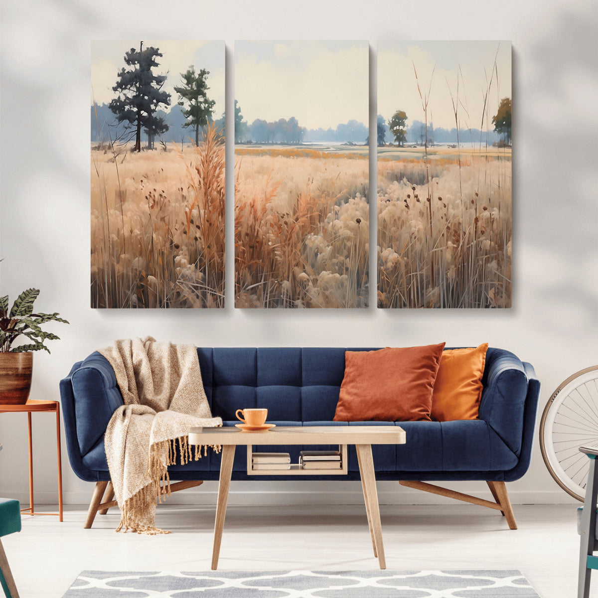 Golden Fields Canvas Wall Art Print – Serene Landscape of