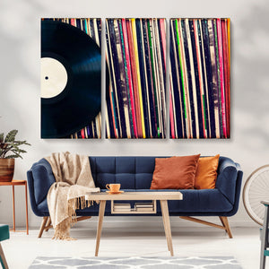 Vinyl Record and Album Collection Canvas Wall Art - Retro