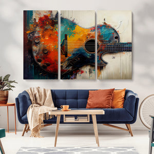 Abstract Guitar Wall Art Canvas | Vibrant Music-Inspired Art