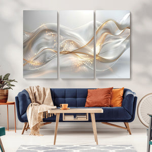 Abstract art Grey and Gold Lines Wall Art