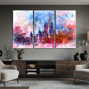 Disney Wall Art: Dreamy Watercolor Cinderella Castle Canvas