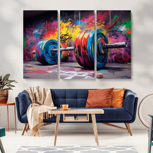 Abstract Graffiti Barbell Canvas Wall Art – Urban Fitness