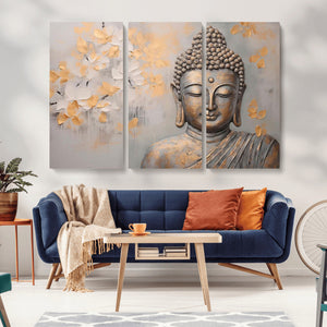Abstract Buddha Statue Wall Art Canvas Print - Modern