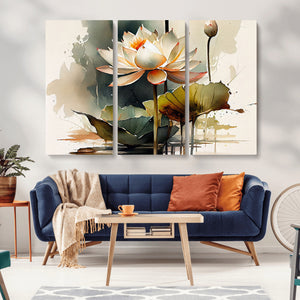 Lotus Flower Watercolor Canvas Print – A Symbol of Serenity
