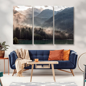 Foggy Mountain Canvas Print Forest Wall Art