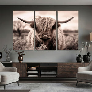 Scottish Cow Longhorn Wall Art Canvas Print
