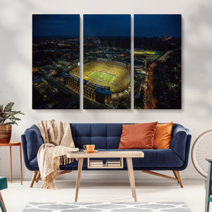 Michigan Stadium Night Game Wall Art – Sports Arena Aerial