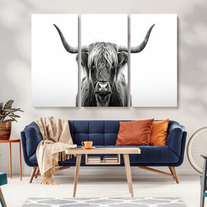 Highland Wall Art Canvas Print – Minimalist Black and White